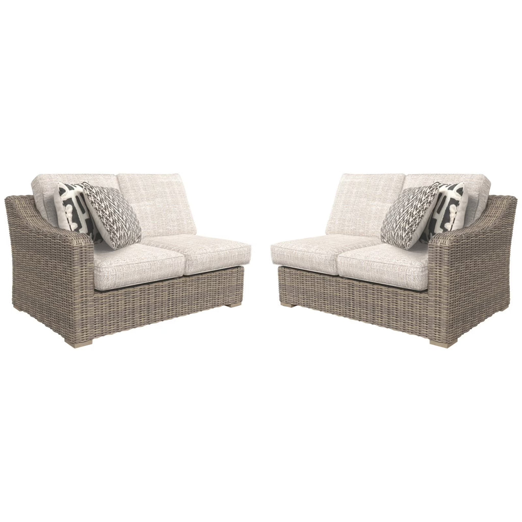 Beige 2 Piece Patio Loveseat Set Q786