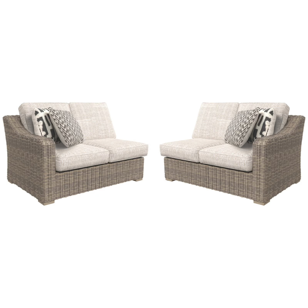 Beige 2 Piece Patio Loveseat Set Q786