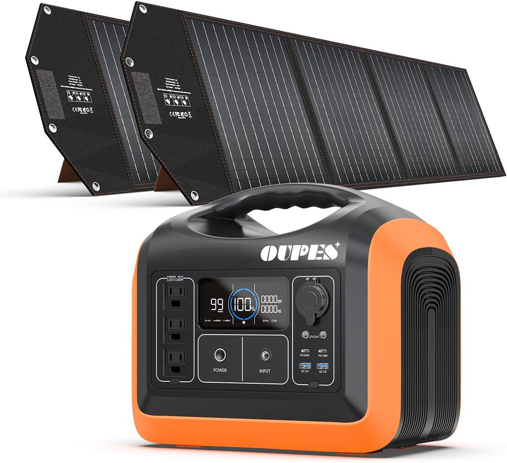 1200W 992Wh Portable Power Station LiFePO4 Battery with 2 X100W Solar Panel D91507