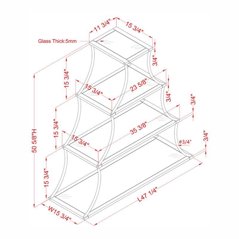 Industrial Metal 4-Shelf Bookcase Q34685