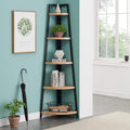5 Shelf Oak Finish Corner Bookcase and Shelf O73075