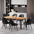 7 Piece Faux Leather Metal Wood Dining Set J4648