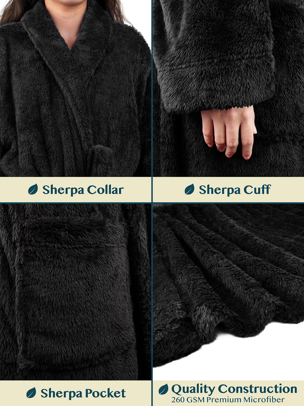 Black Fleece Sherpa Robe T40650