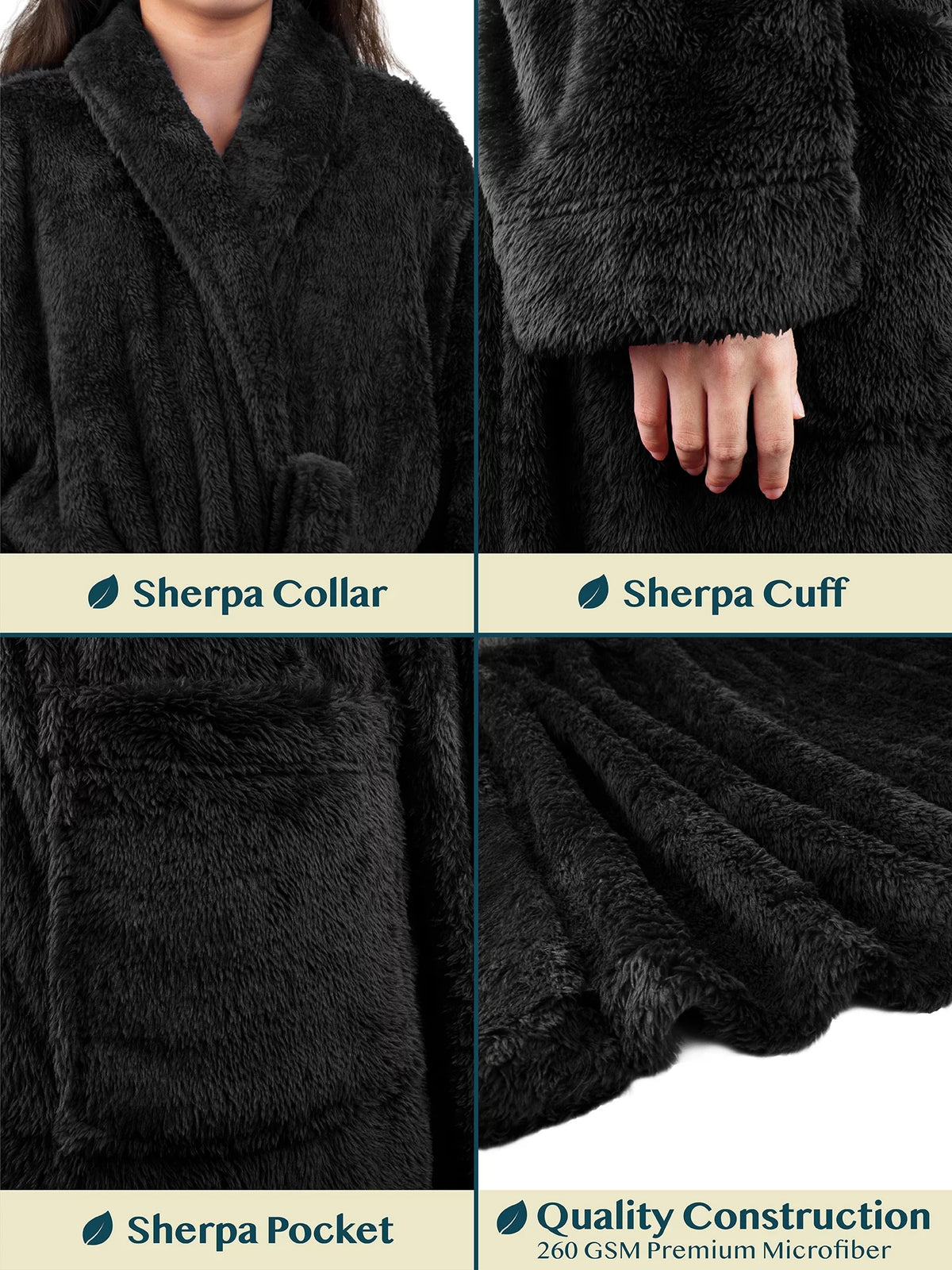Black Fleece Sherpa Robe T40650