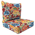 Colsen Berry Red Floral Rectangular Outdoor Deep Seating Chair Seat and Back Cushion with Welt V192