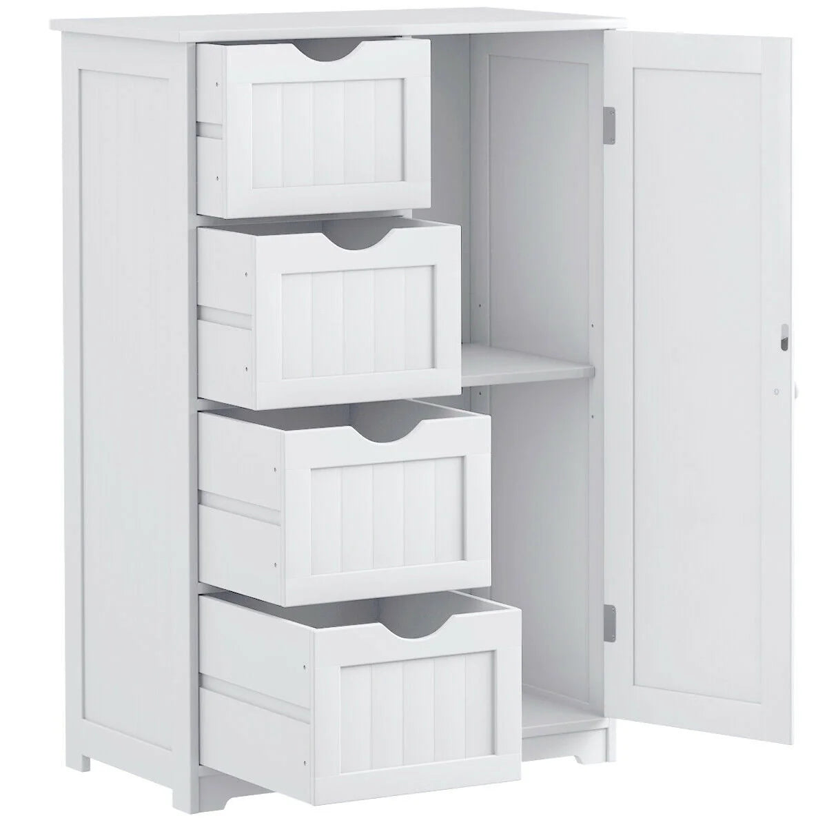 White 4 Drawer Wooden Bathroom Cabinet W9942