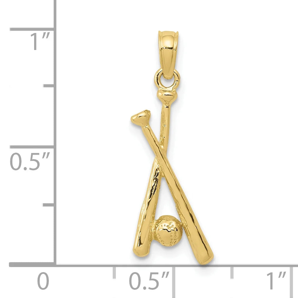 10K Yellow Gold Polished Baseball Pendant D87634