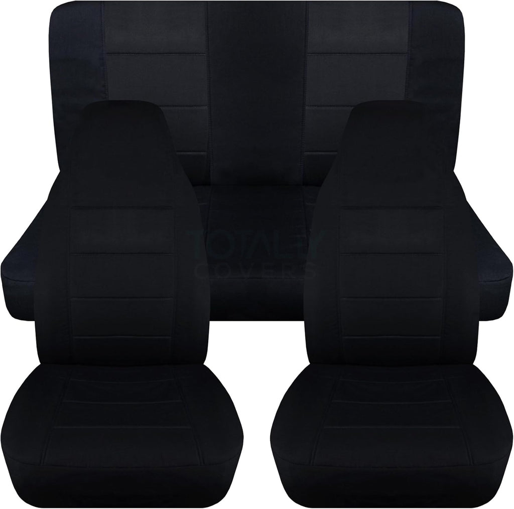 Black & Purple Full Set Front & Rear Seat Covers for 2-Door Jeep Wrangler TJ M876