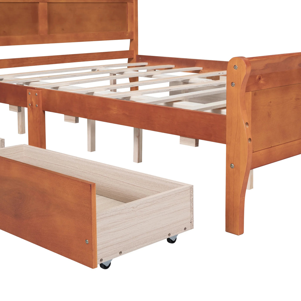 Queen Size Wood Platform Bed with 4 Drawers S6573