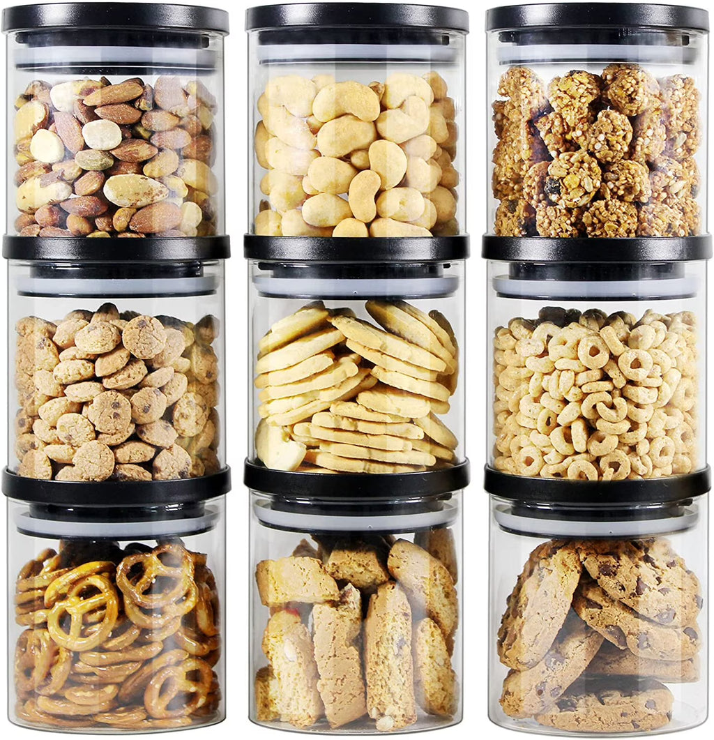 Glass Food Storage Jars 9 Pack of 16oz with Airtight Lids G229