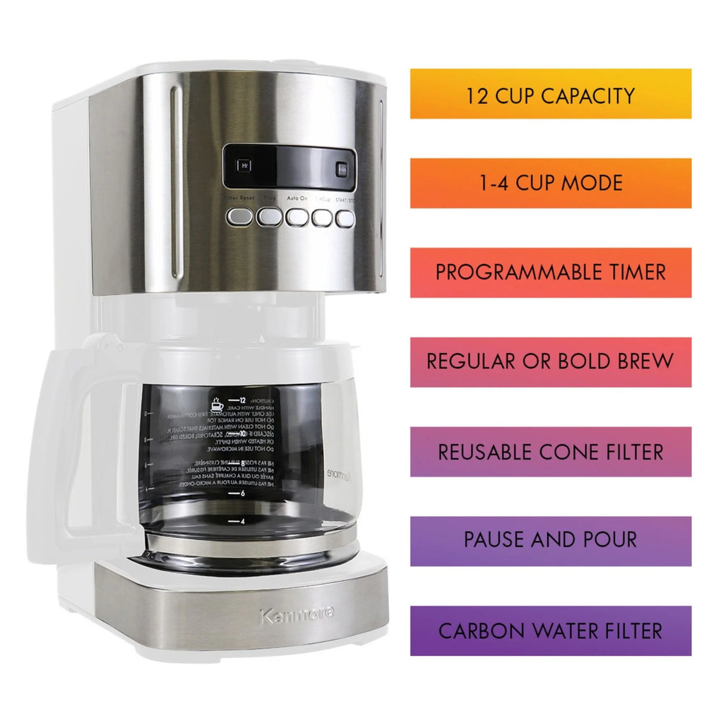 White 12-Cup Programmable Drip Coffee Maker H7747