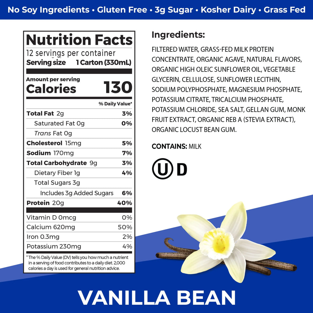 Grass Fed Protein Shake Vanilla Bean 11oz 12ct H529563