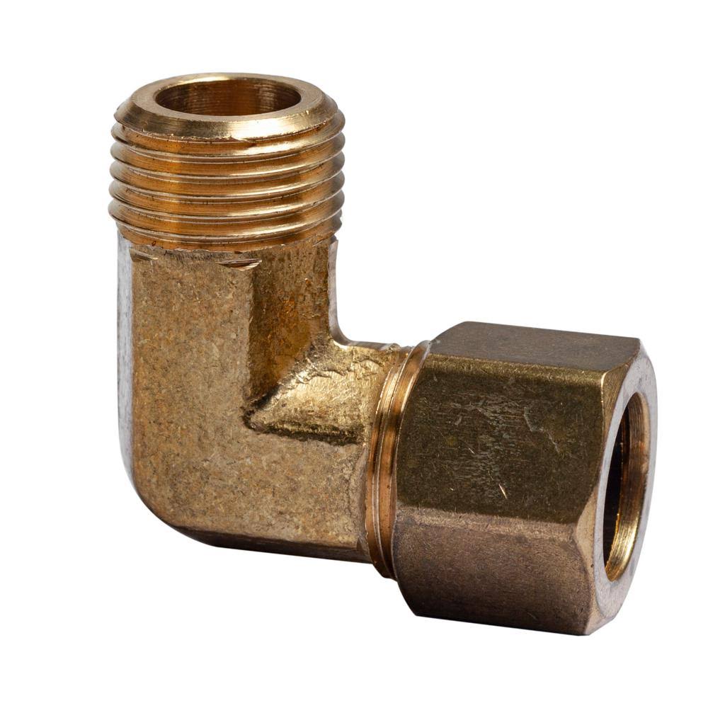 1/2 in. O.D. x 3/8 in. MIP Brass Compression 90-Degree Elbow Fitting 25-Pack P610