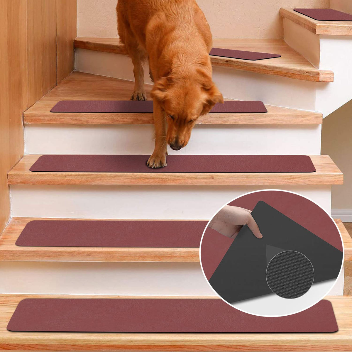 Rubber Stair Treads Non-Slip Step Mats, Gray, 8"X30", Set of 15, Pack of 2 I14134