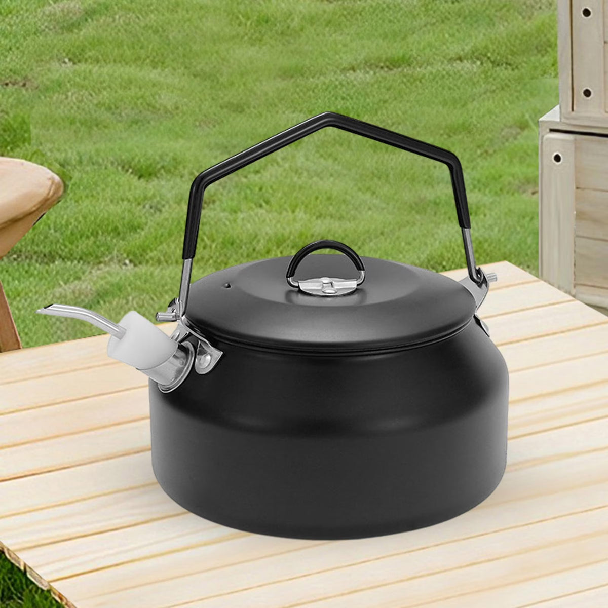 Black 1L Camping Water Kettle with Lockable Handle O960
