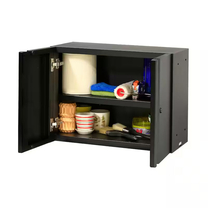 Black 24-Gauge Steel Wall Mounted Garage Cabinet E434