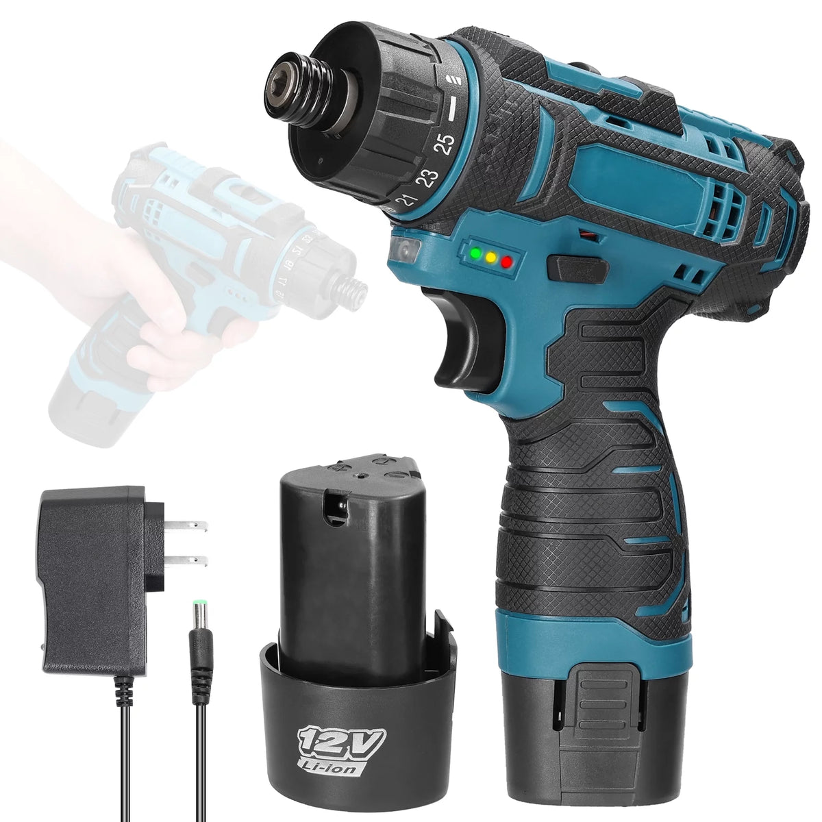 12 V Adjustable Torque 2 Speed Electric Screwdriver Kit J663568