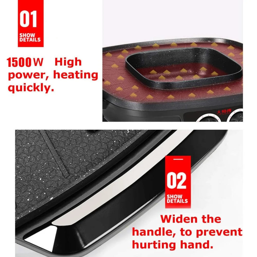 Electric Hot Pot with Square Smokeless BBQ Grill and Electric Baking Tray C41455
