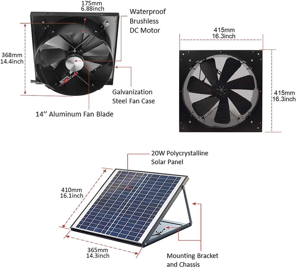 Solar Powered Exhaust Fan with Thermostat B47018