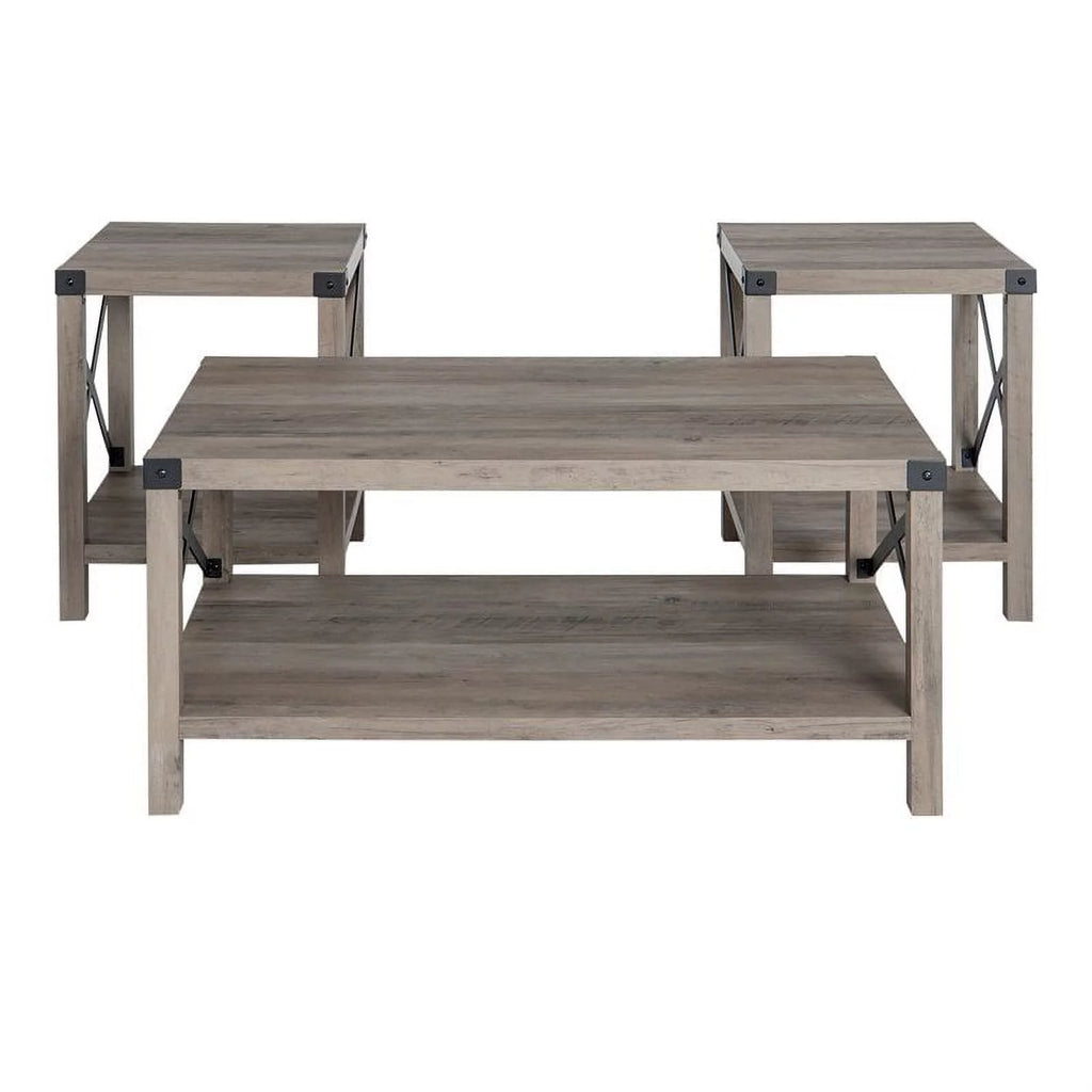 4 Piece TV Stand Coffee Table and 2 End Tables in Gray Z250