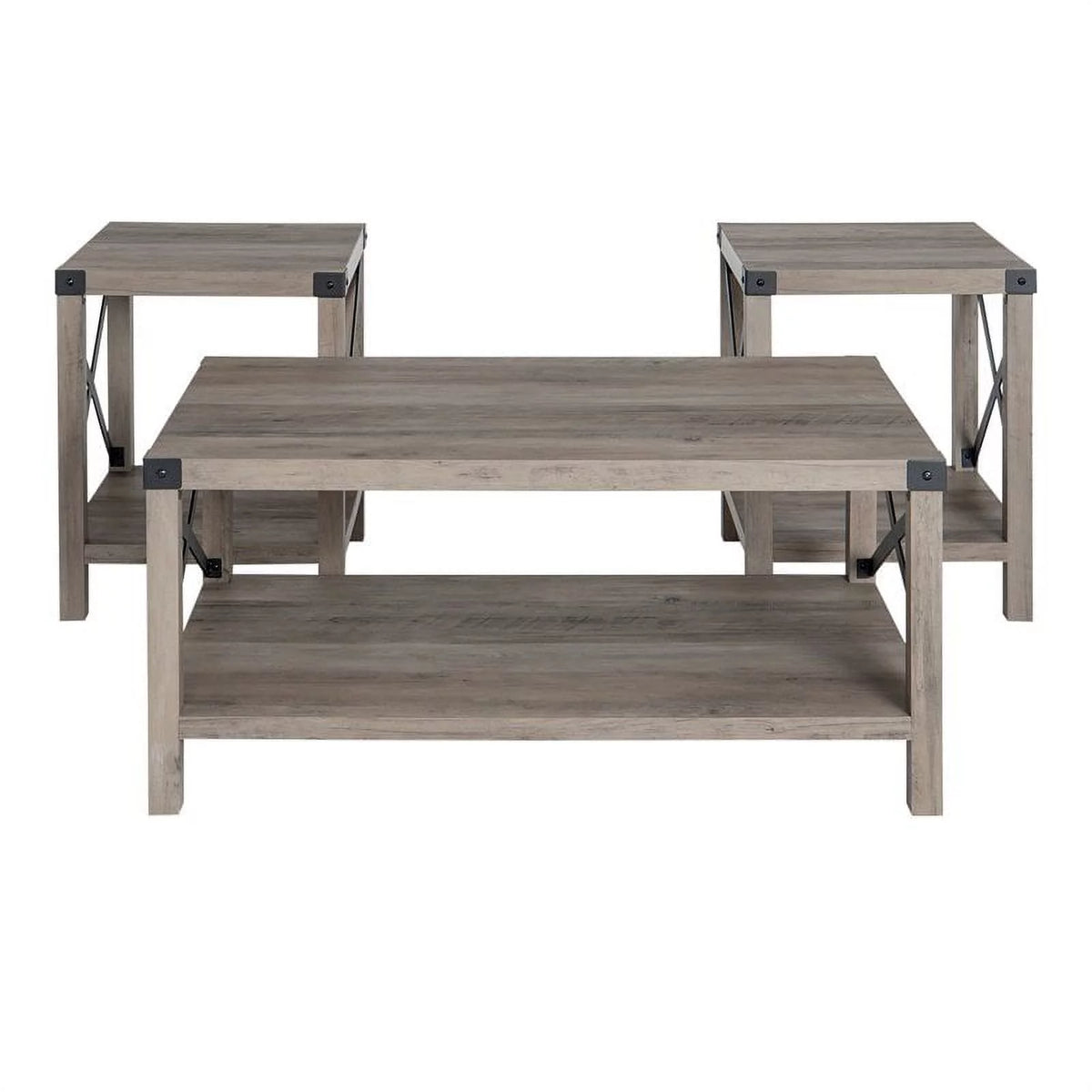 4 Piece TV Stand Coffee Table and 2 End Tables in Gray Z250