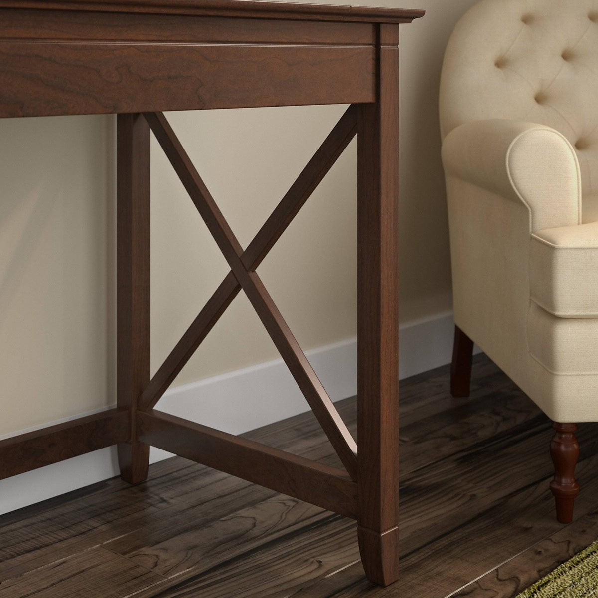 Linen White Oak L Shaped Desk with Hutch and 2 Drawer Mobile File Cabinet E3568