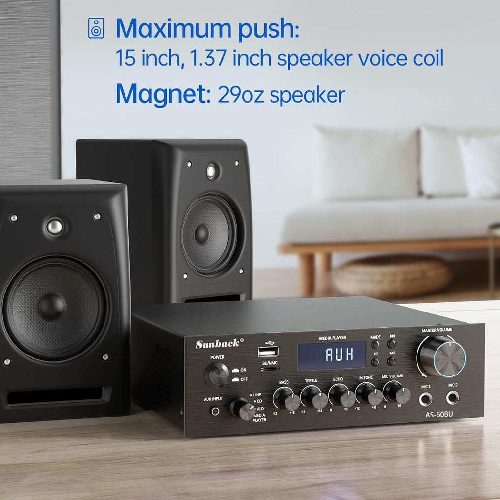 180W Wireless Bluetooth Stereo Amplifier with Remote Control O289511