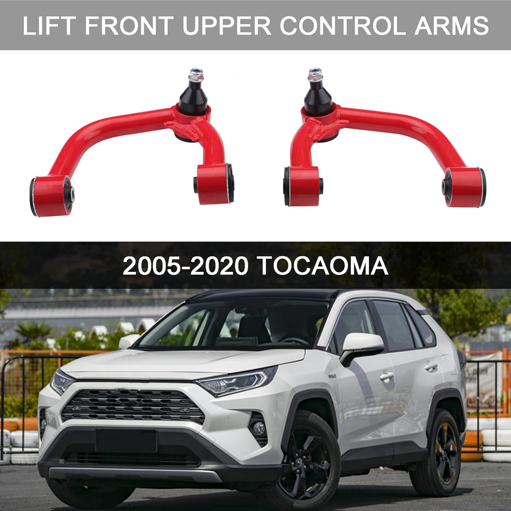 Front Upper Control Arms for 2005-2022 Tacoma, 2-4" Lift, Adjustable (Red) O151749