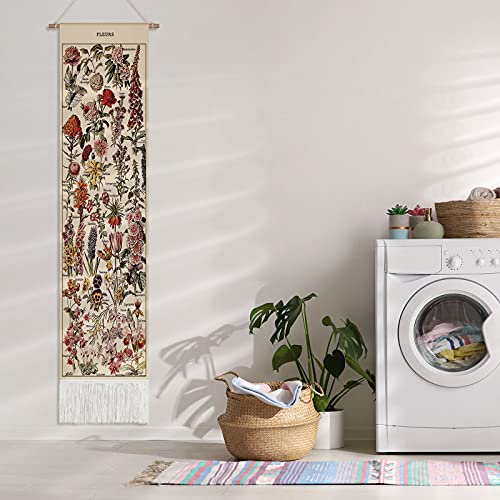 Vintage Tapestry 52 x 13 Inch Long Vertical Wall Hanging Botanical Tapestry with Tassel F836746