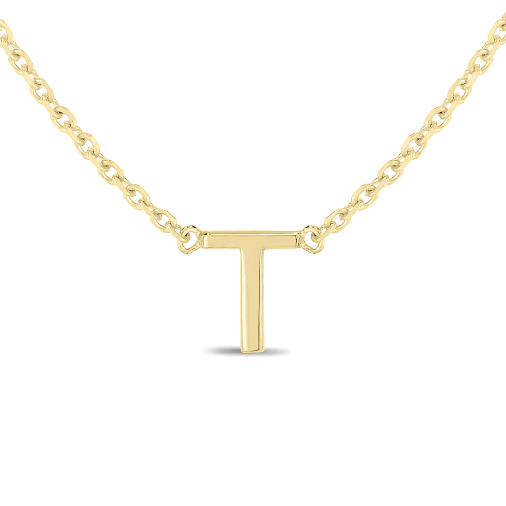 14K Solid Yellow Gold Initial Necklace Q89748