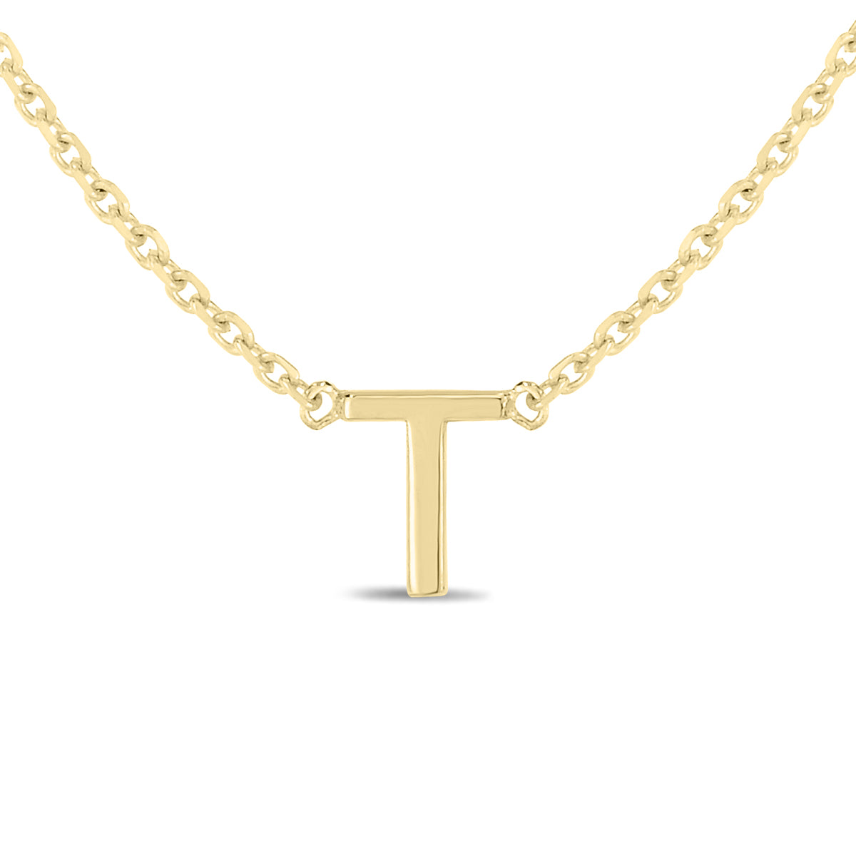 14K Solid Yellow Gold Initial Necklace Q89748