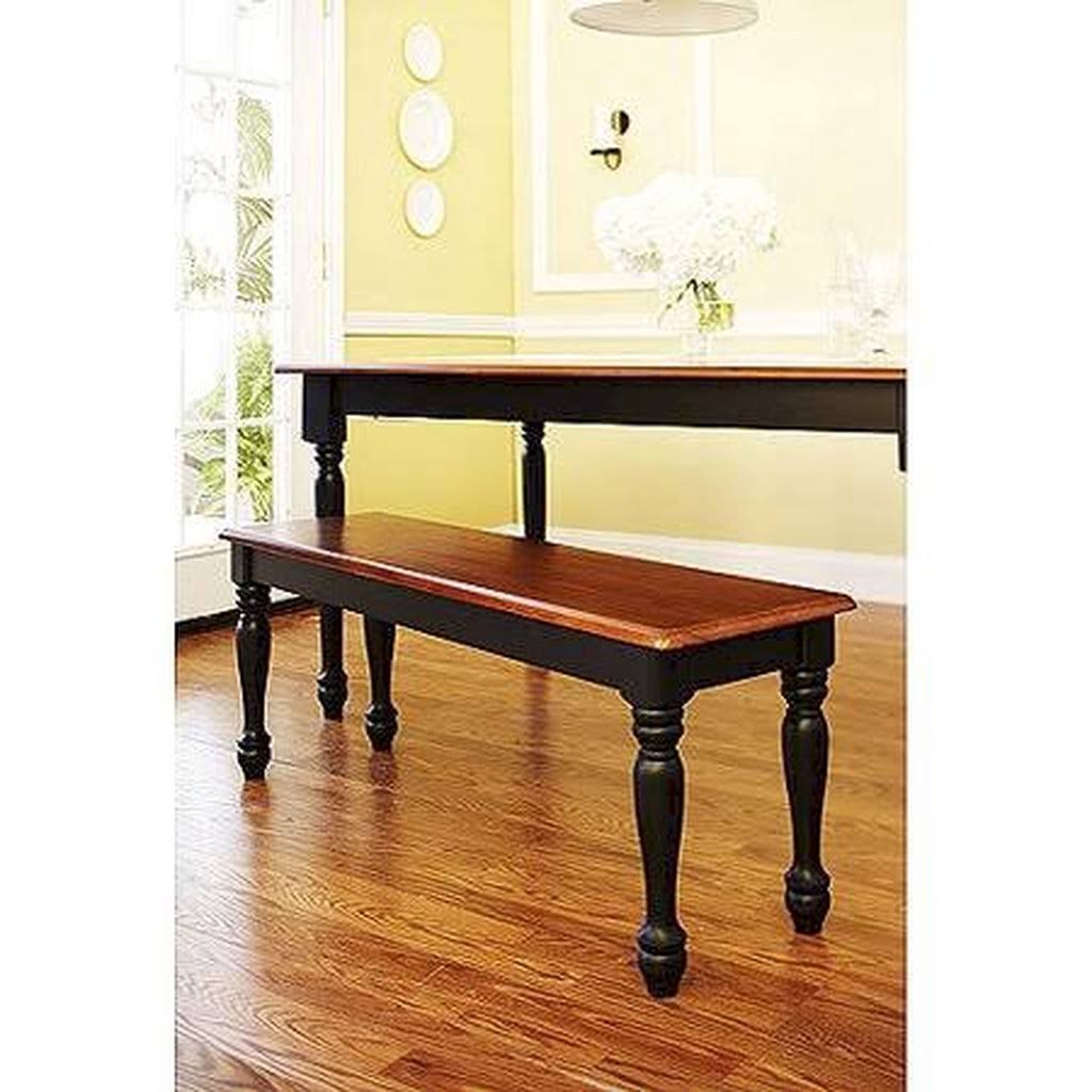 Black and Oak Farmhouse Bench D583
