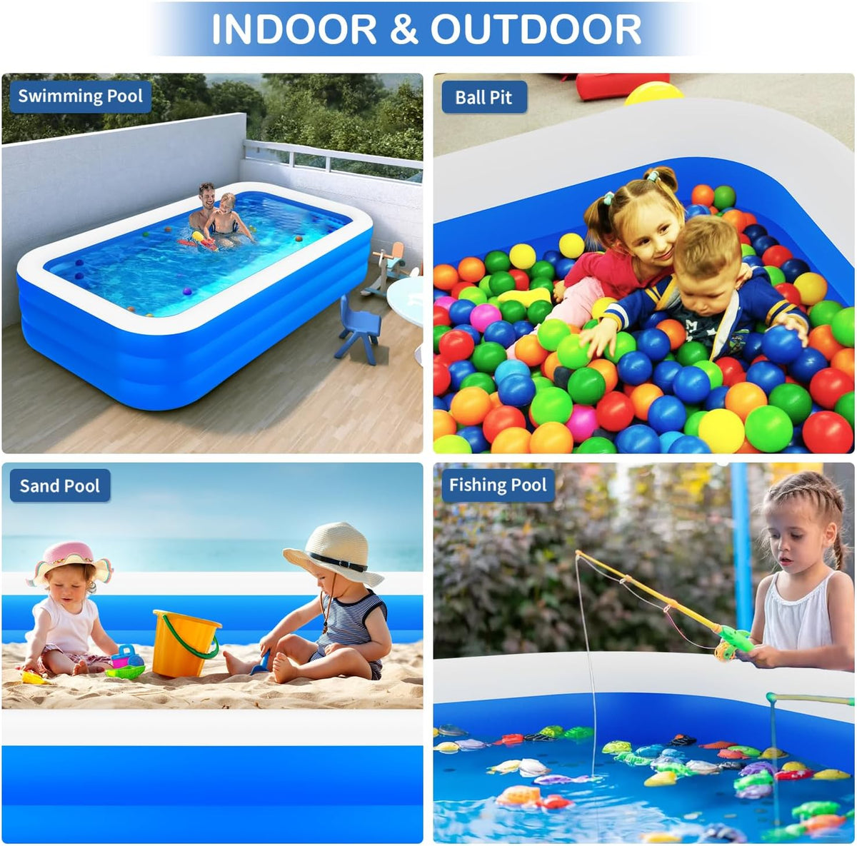 145" X 74" X 22" Inflatable Swimming Pool V7883