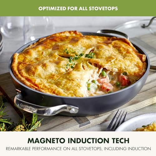 GreenPan Valencia Pro Hard Anodized Healthy Ceramic Nonstick 11" Everyday Frying Pan Skillet with 2 Handles and Lid, PFAS-Free, Induction, Dishwasher Safe, Oven Safe, Gray Z5066