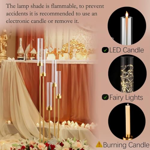 Matte Black 5 Arm Candelabra with Acrylic Shades R237