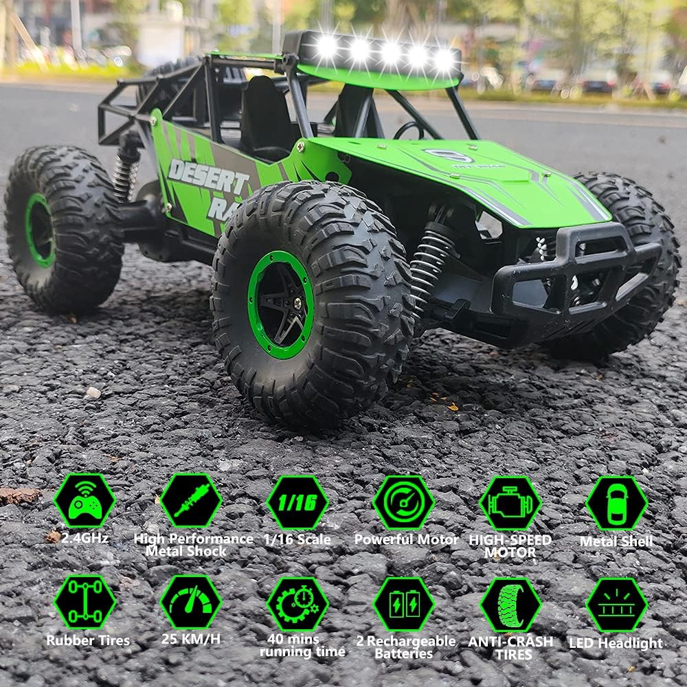 Remote Control Car 1/16 Scale Off-Road Monster Truck Green Z1963