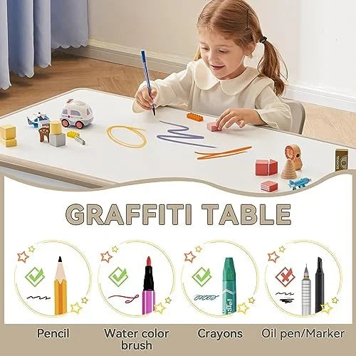 Height Adjustable Plastic Children Study Table and Chairs Set with 4 Seats C1121