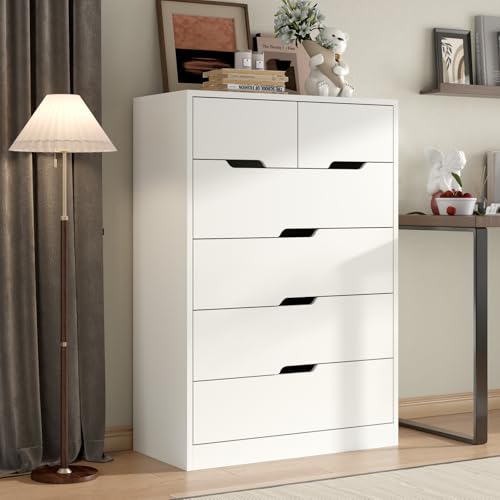 White 6 Drawer Wood Dresser S960168