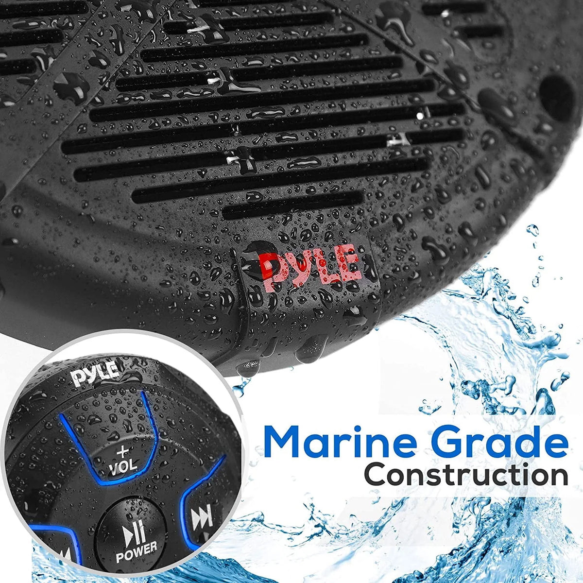 Black 6.5 Marine Speakers with Bluetooth Remote Control 2 Pack F359280