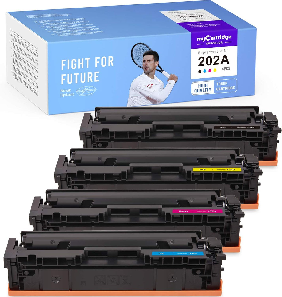 Compatible Toner Cartridge Replacement for HP 202A CF500A CF501A CF502A CF503A (4-Pack) E850290