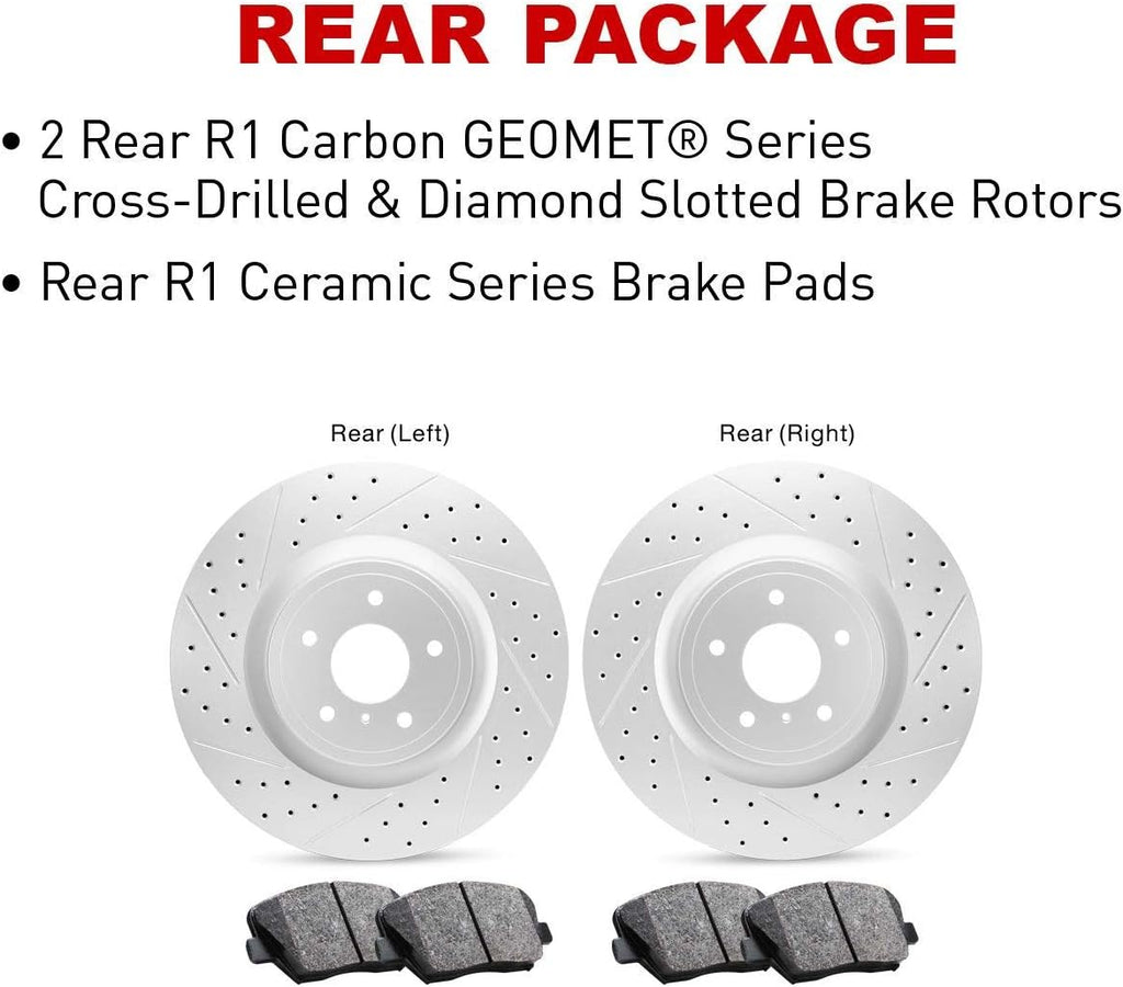 Carbon Geomet Drill/Slot Brake Rotors Kit + Ceramic Brake Pads T246789
