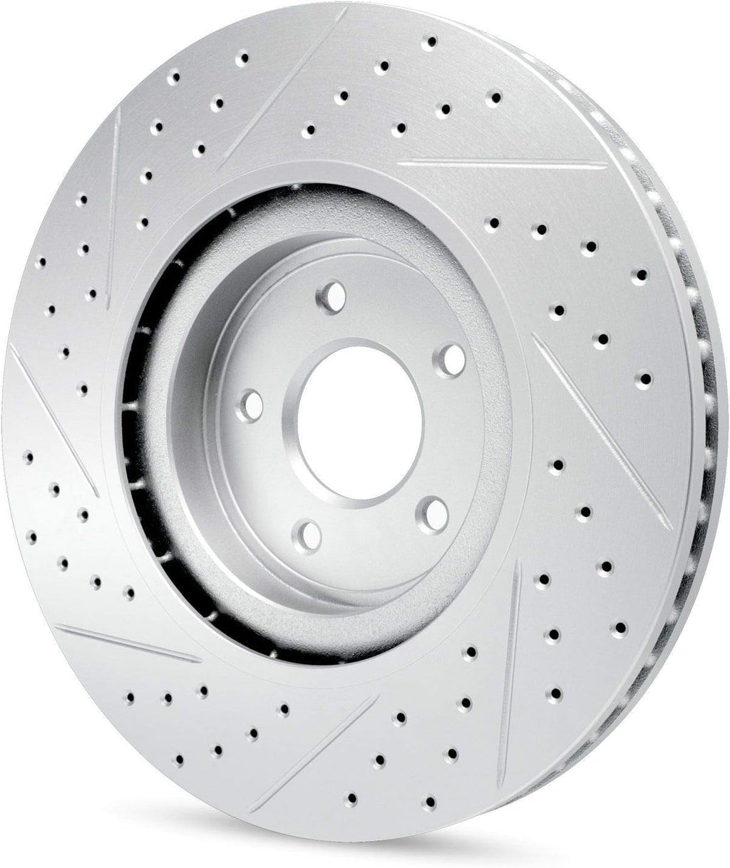 Carbon Geomet Drill/Slot Brake Rotors Kit + Ceramic Brake Pads T246789