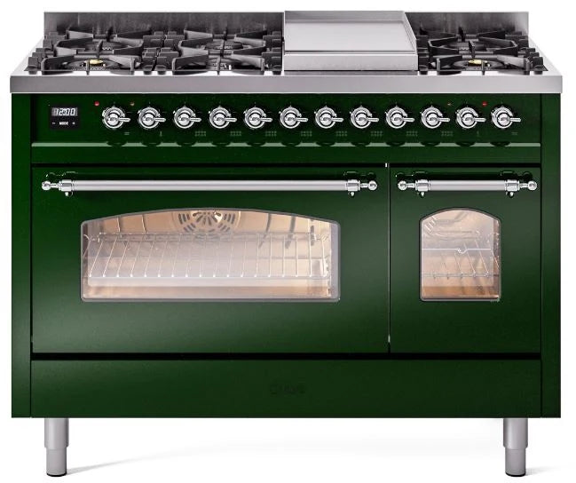 48 Dual Fuel Propane Gas Range Emerald Green Chrome Trim D834727