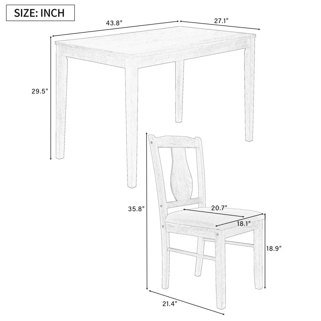 5-Piece Wooden Dining Table Set with 4 Upholstered Chairs D428130