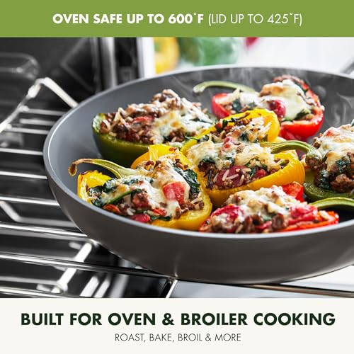GreenPan Valencia Pro Hard Anodized Healthy Ceramic Nonstick 11" Everyday Frying Pan Skillet with 2 Handles and Lid, PFAS-Free, Induction, Dishwasher Safe, Oven Safe, Gray Z5066