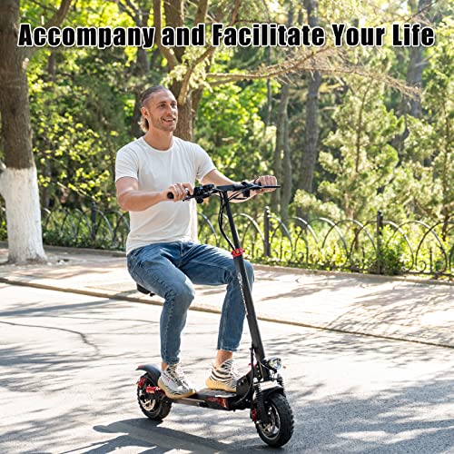Electric Scooter with 800W Motor, 10'' Solid Tires, Seat & Dual Braking L5781