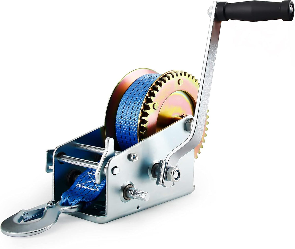 Heavy Duty Hand Winch with Polyester Strap, Blue Pack of 2 T850
