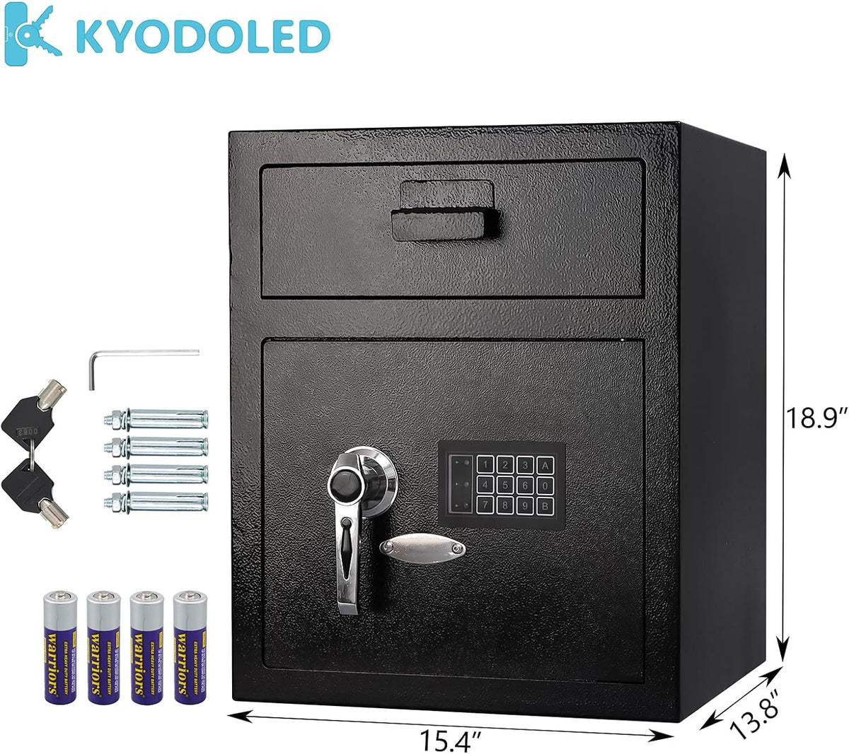 Dual Key Lock Anti-theft Drop Slot Steel Safe, Matte Black J608