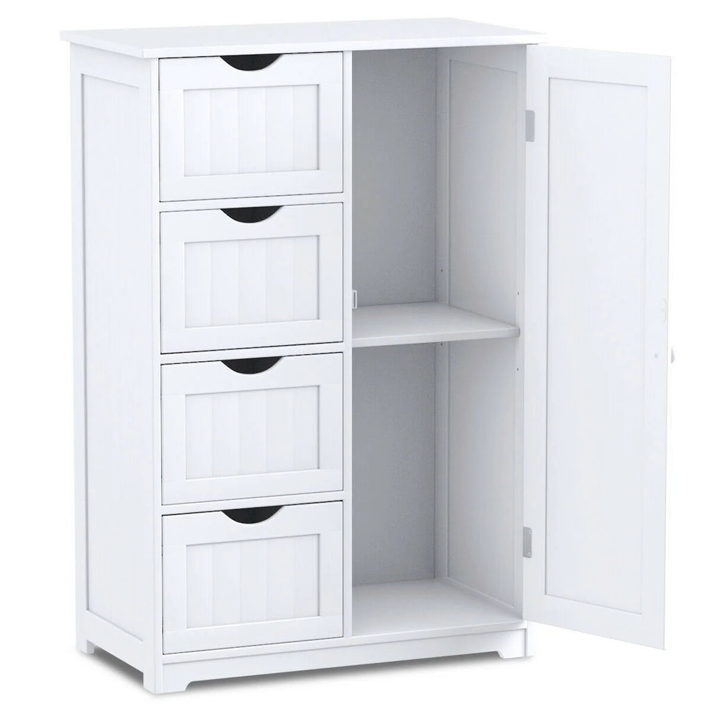 White 4 Drawer Wooden Bathroom Cabinet W9942