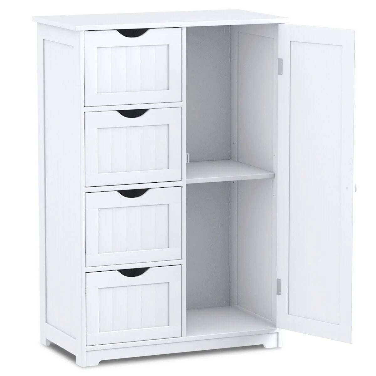 White 4 Drawer Wooden Bathroom Cabinet W9942